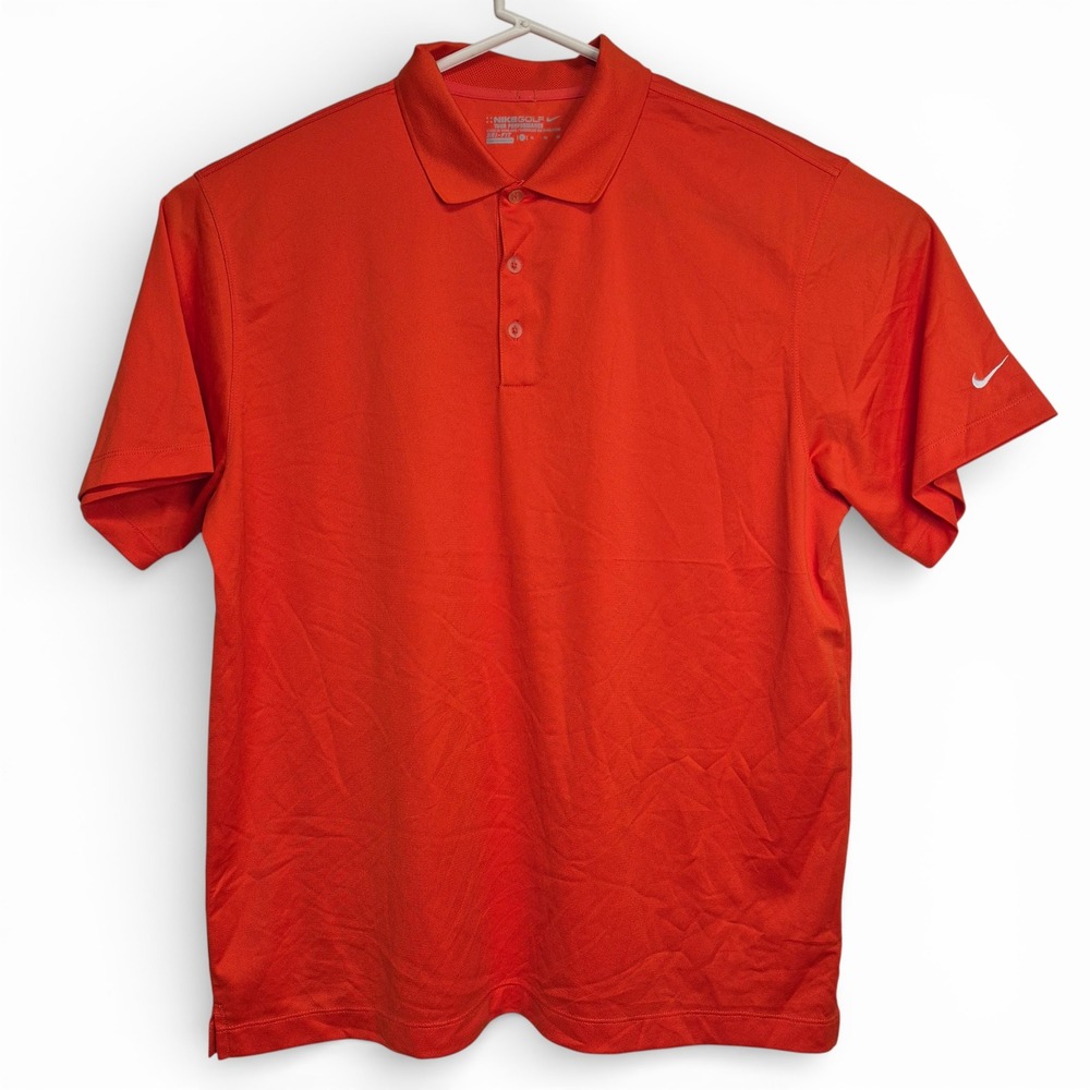Nike Golf Tour Performance Mens XL Orange Dri-Fit‎ Short Sleeve Polo Issue Read
